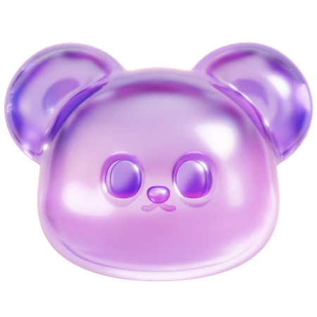 보라색 젤리곰 머리  3D Icon