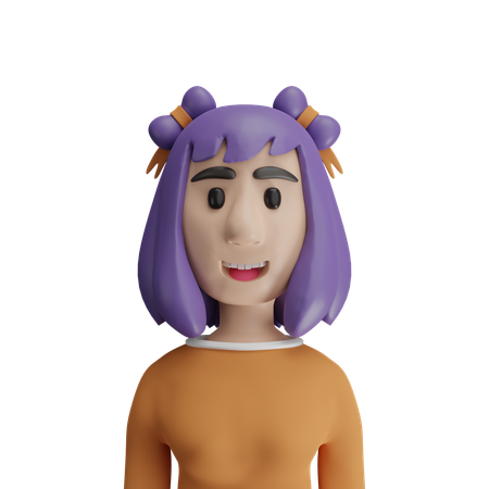 Purple Hair Woman  3D Icon