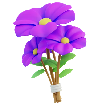 Purple Hibiscus Flowers  3D Icon