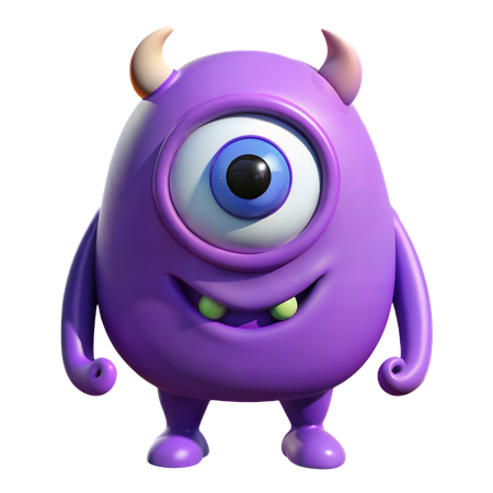 Purple Monster with One Eye  3D Icon