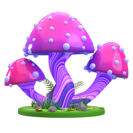 Mushroom Purple polka-dot  3D Icon