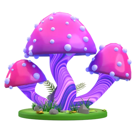 Mushroom Purple polka-dot  3D Icon