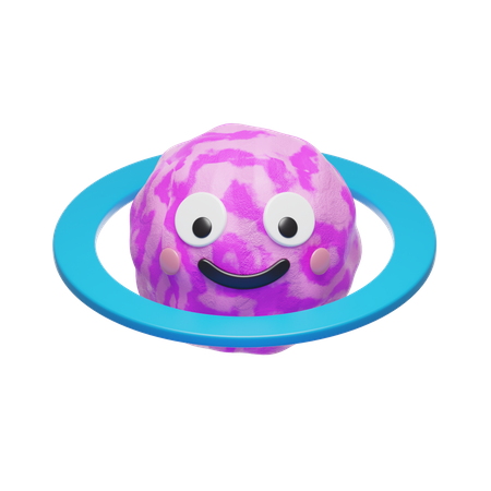 Purple Ring Planet  3D Icon