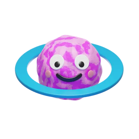 Purple Ring Planet  3D Icon