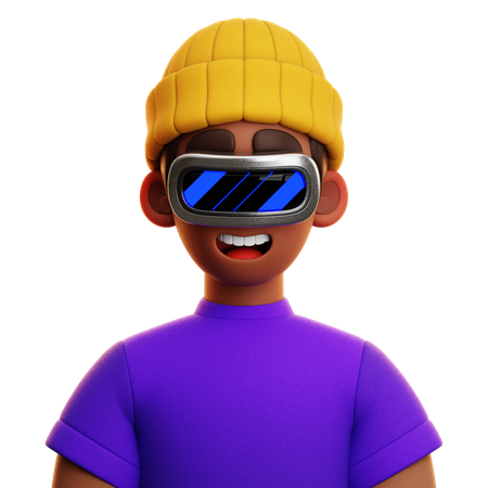 보라색 셔츠 남자  3D Icon