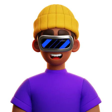 보라색 셔츠 남자  3D Icon