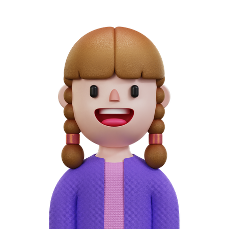 Purple Shirt Woman  3D Icon