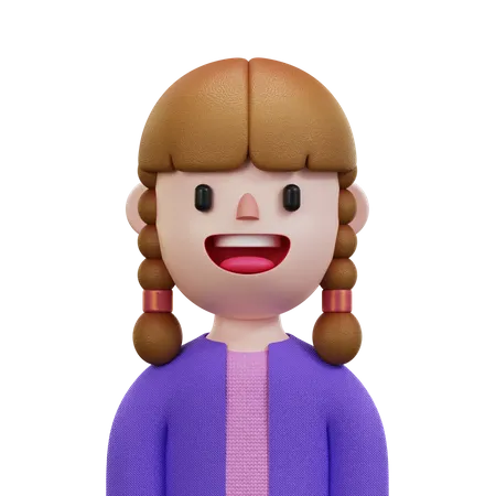 Purple Shirt Woman  3D Icon