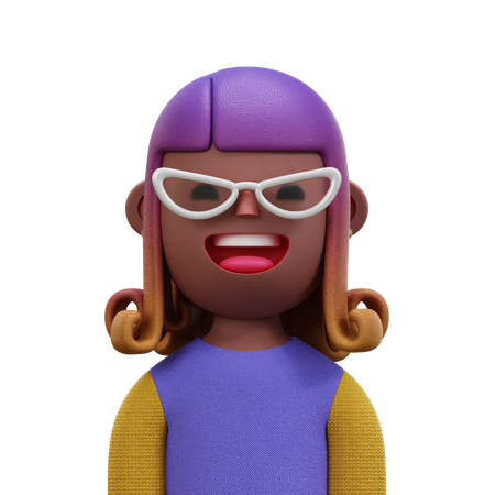 Purple Shirt Woman  3D Icon