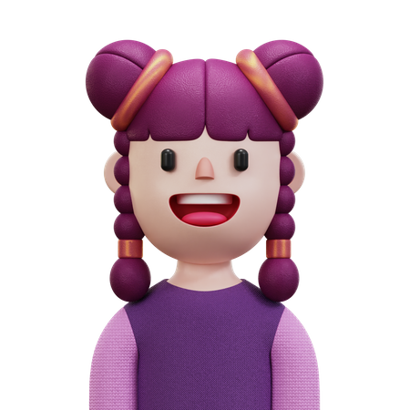 Purple Shirt Woman  3D Icon