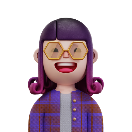 Purple Shirt Woman  3D Icon