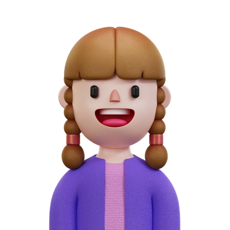Purple Shirt Woman 3D Icon