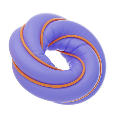 Purple Soft Body Twisted Ballon Ring Shape  3D Icon