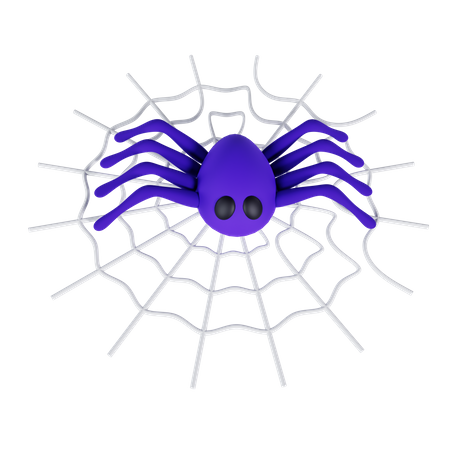 Purple Spider with Web  3D Icon