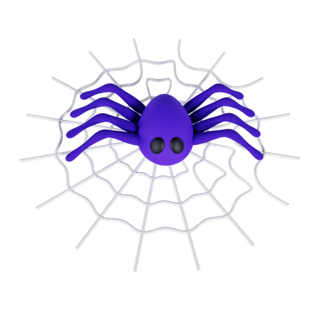 Purple Spider with Web 3D Icon