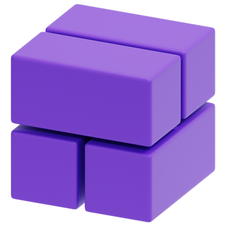 Purple Split Cube  3D Icon
