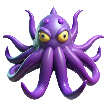 Purple Tentacled Monster  3D Icon