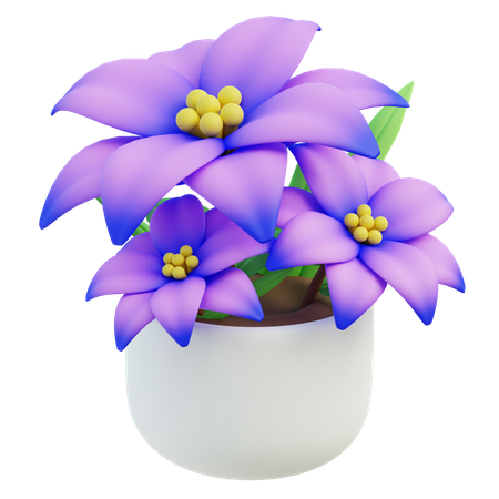 Purple Zinnia Flowers  3D Icon