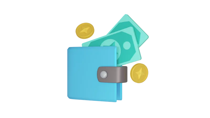 Wallet With Cash 3D Icon