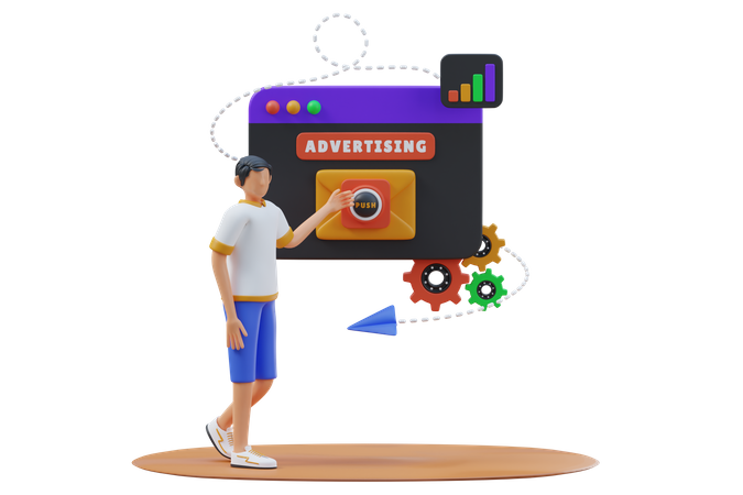 Push Advertising  3D Illustration