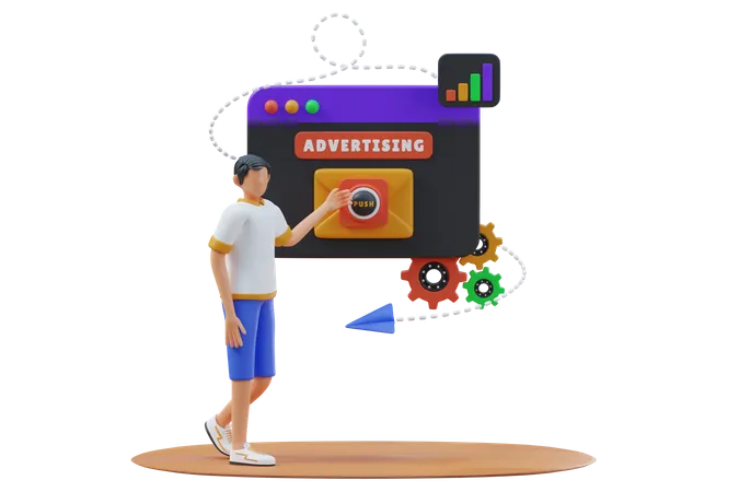 Push Advertising  3D Illustration