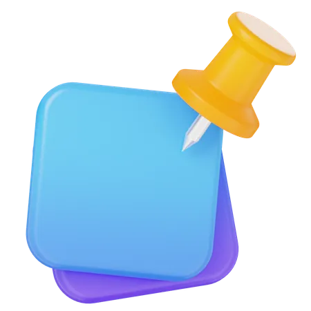 Push Pin To Reminder School Task With Yellow Pin And Blue Paper 3 D Icon Vector 3D Icon