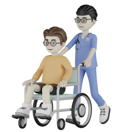 Push Wheelchair  3D Illustration