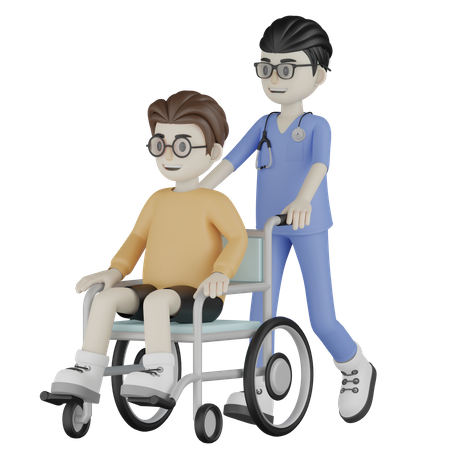 Push Wheelchair  3D Illustration
