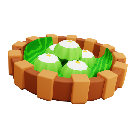 Putu Ayu Pandan 인도네시아 전통 케이크 음식  3D Icon