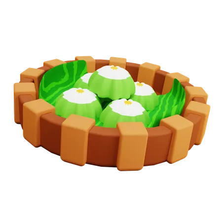 Putu Ayu Pandan 인도네시아 전통 케이크 음식  3D Icon