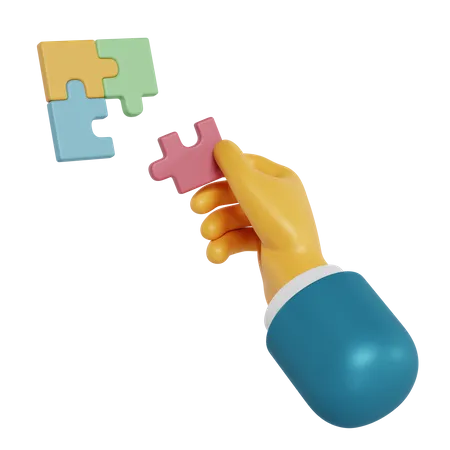 Puzzle mit Handbewegung  3D Illustration