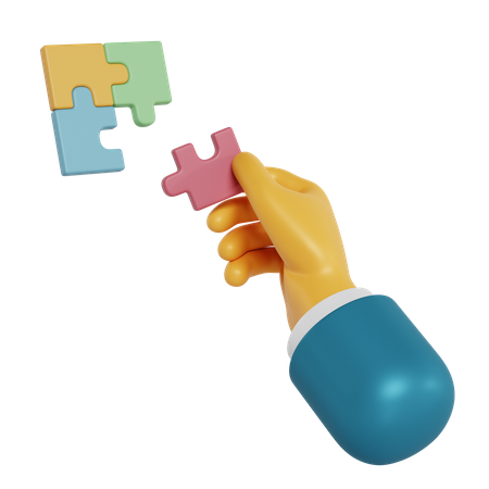 Puzzle Holding Hand Gesture 3D Illustration