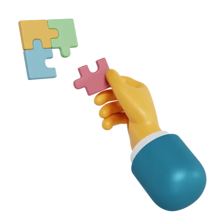 Puzzle Holding Hand Gesture  3D Illustration