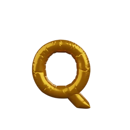 3 D Illustration Of Golden Balloon Concept Alphabet Q 3D Illustration