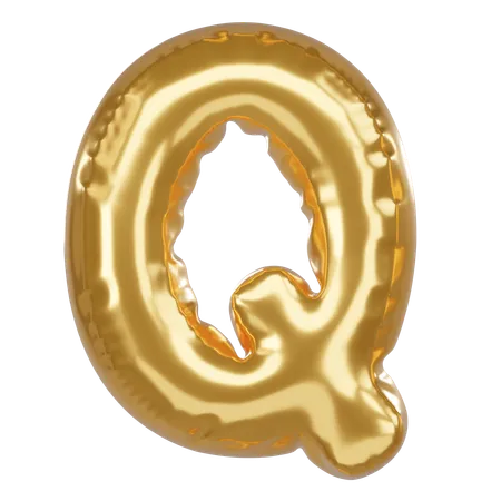 Q Alphabet 3 D Illustration In Golden Balloon Style 3D Icon