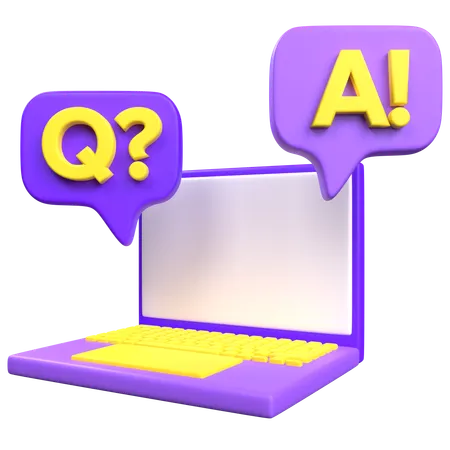 Q And A Laptop  3D Icon
