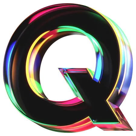 3 D Icon Of A Glass Letter Q 3D Icon