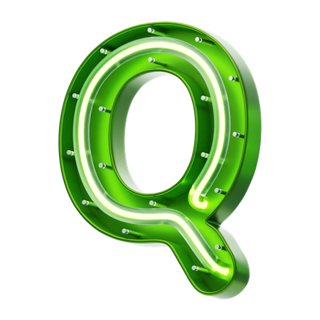 Q Letter Shape Neon Text  3D Icon