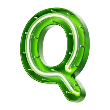Q Letter Shape Neon Text  3D Icon