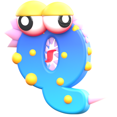 Q Monster Alphabet  3D Icon