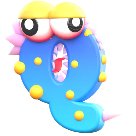 Q Monster Alphabet  3D Icon