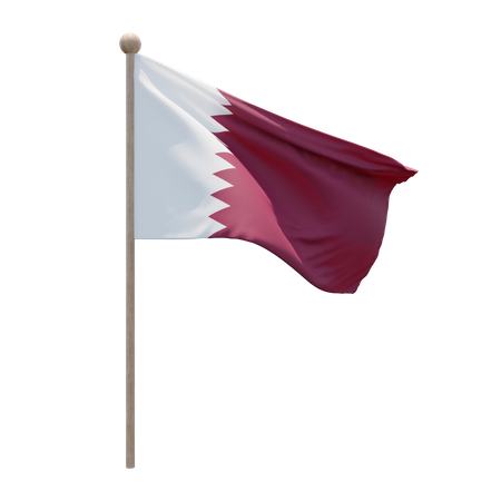 Qatar Flag Pole 3D Illustration
