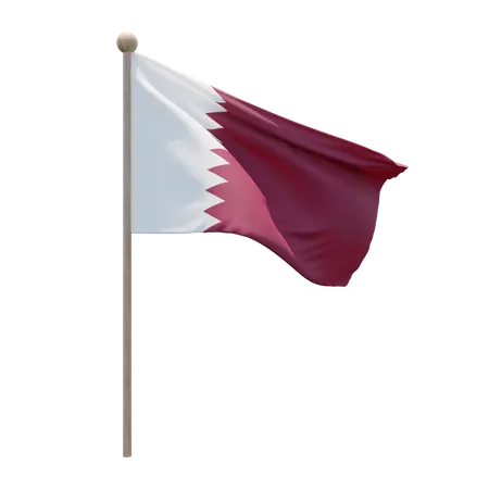 Qatar Flagpole  3D Flag