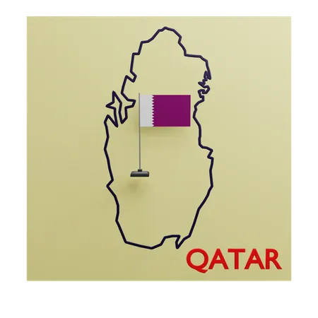 Qatar Map  3D Icon