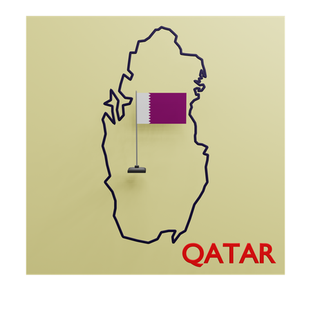 Qatar Map  3D Icon