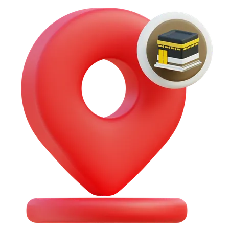 3 D Icon Of Location Marker With Kaaba For Finding Qibla Direction 3D Icon