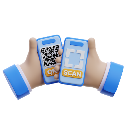 QR코드 폰을 들고 있는 손  3D Icon