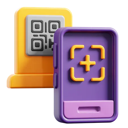 QR Code and Smartphone  3D Icon