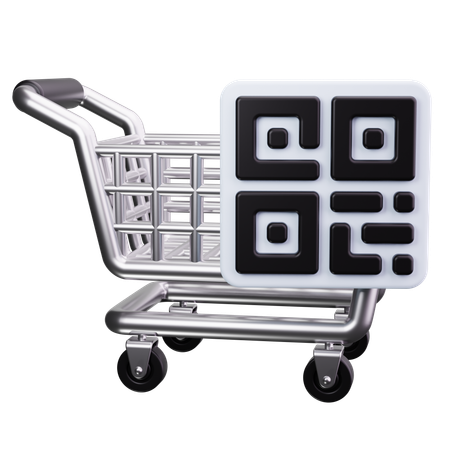 Code qr avec panier d'achat  3D Icon