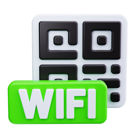 Code qr avec signal wi-fi  3D Icon